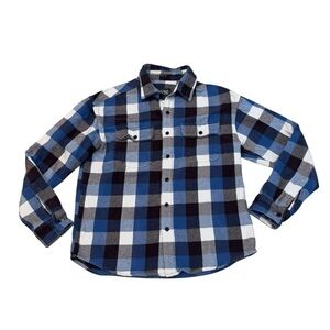 American Eagle Men’s Flannel Blue Black Plaid Button Shaket Shirt Size Medium